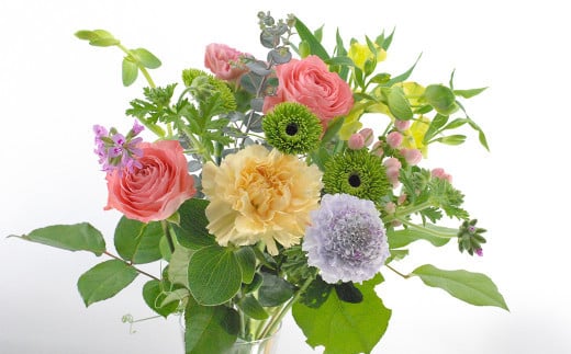 【定期便 6回】”松竹梅の竹セット”届いたら、いつもの花瓶に入れるだけ！ 簡単管理 の おしゃれ ブーケ ♪初回 花瓶 付き、毎回延命剤付き！！ 花 生花 花束