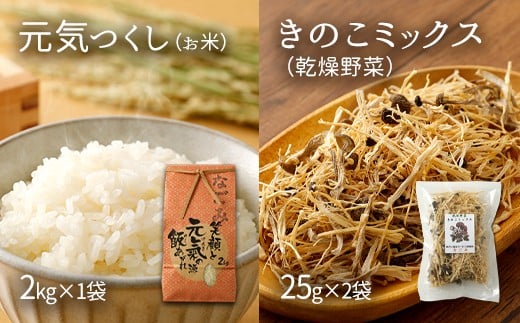 お米 なごみセット 元気つくし2kg 乾燥野菜 3種150g