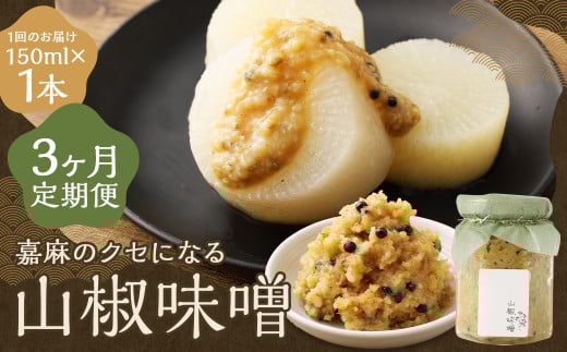 【3回定期便】 嘉麻のクセになる 山椒味噌 150ml 計3本