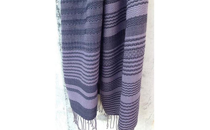 ito to iro 手染め・手織り仕上「ストール」 ゴバイシグレー×ブラック・変化織り（大判）A 冬物