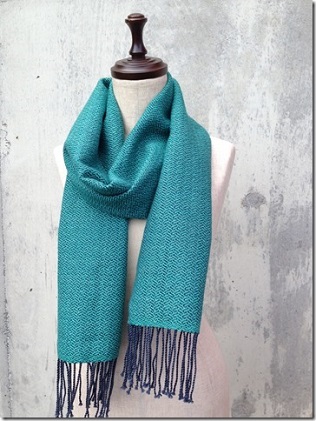 ito to iro 手染め・手織り仕上「ストール」メリノウール100% 網代斜紋・グリーン