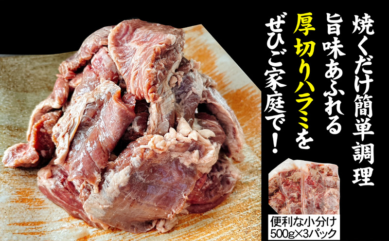 訳あり 牛肉 柔らか 厚切り 牛ハラミ ステーキ 塩仕込み 計1.5kg 500g×3p 配送不可 離島 お肉 柔らかい ジューシー 食べやすい 下味付き 旨味 バーベキュー おうち焼肉 つまみ おかず