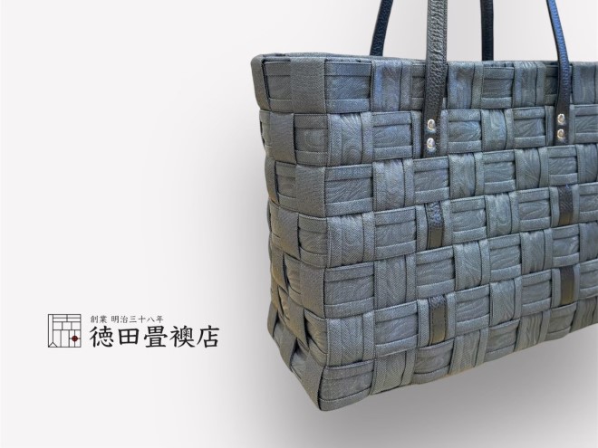 2910かばん おしゃれ 畳縁手編みバック：ブラウン