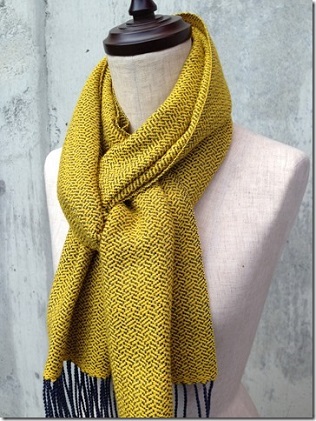 ito to iro 手染め・手織り仕上「ストール」メリノウール100% 網代斜紋・マスタードイエロー