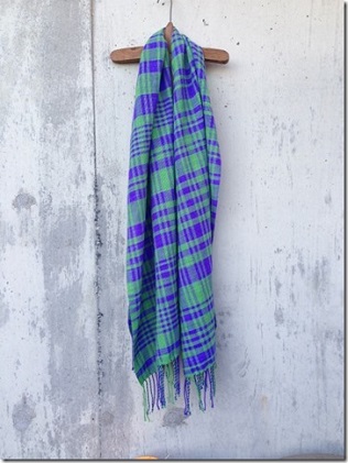 ito to iro 手染め・手織り仕上「ストール」メリノウール100%ライトグリーン×パープル 【3】