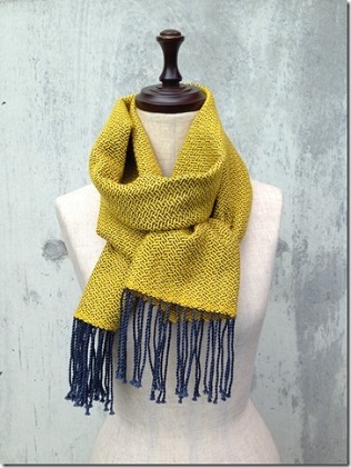 ito to iro 手染め・手織り仕上「ストール」メリノウール100% 網代斜紋・マスタードイエロー