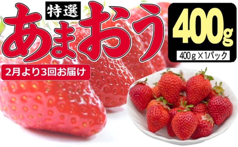 定期便 3ヶ月 いちご あまおう 400g 特選 あまおう 2026年2月より発送 イチゴ 苺 フルーツ 果物 デザート 3回 お楽しみ ※配送不可：離島