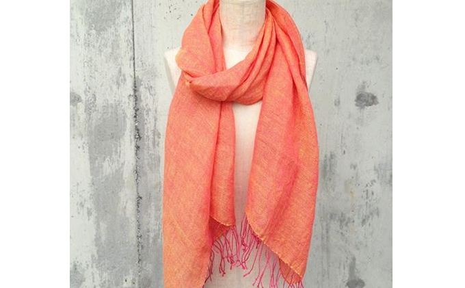 ito to iro 手染め・手織り仕上げ　「ストール」ﾋﾟﾝｸﾚｯﾄﾞ×イエロー（大判）