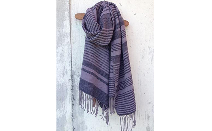 ito to iro 手染め・手織り仕上「ストール」 ゴバイシグレー×ブラック・変化織り（大判）A 冬物