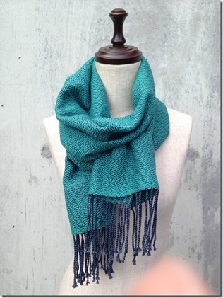 ito to iro 手染め・手織り仕上「ストール」メリノウール100% 網代斜紋・グリーン