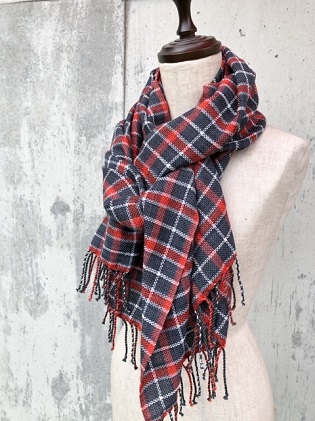 ito to iro 手染め・手織り仕上「ストール」メリノウール100% タータンチェックストール①