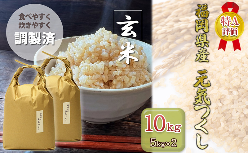 R7年産 玄米 10kg 元気つくし 福岡県産 特A評価 お米 5kg×2袋 米 コメ 福岡県