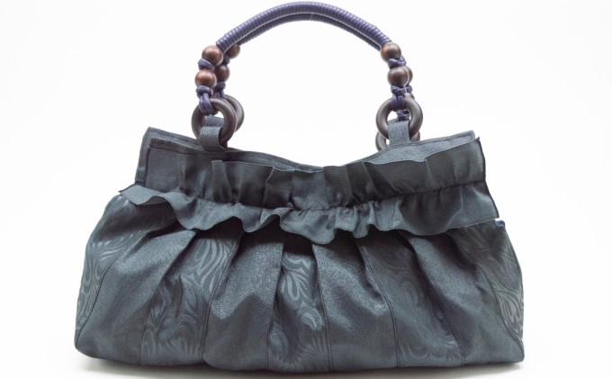 畳縁 フリル付き バッグ グレー