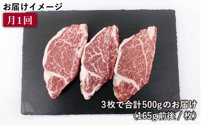 【全3回定期便】博多和牛ヒレステーキ500g（約165g×3枚）《糸島》【幸栄物産】 [ABH041]