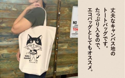 キャンパス地トートバッグ「ヒーロー猫」 エコバッグ 猫 三毛猫 ぶち猫 かわいい 糸島【のび工房】 【いとしまごころ】[ADZ011]