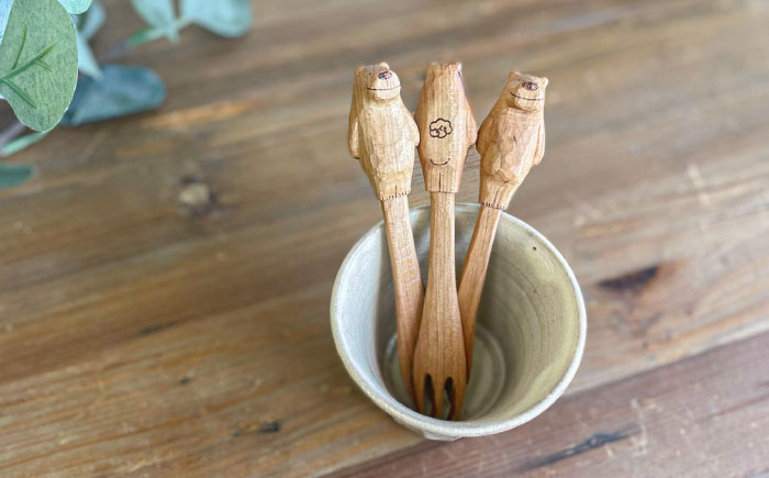 しろくまのデザートフォーク 1本 糸島市 / しろくも工房 【いとしまごころ】 木製 フォーク カトラリー [AEO006]