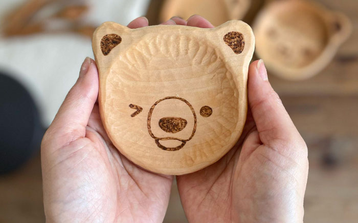 しろくまの豆皿 1枚 糸島市 / しろくも工房 【いとしまごころ】 木製 皿 プレート [AEO007]