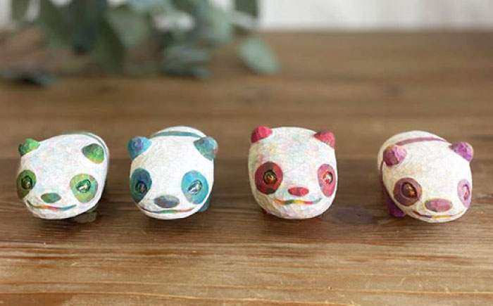 癒やし戦隊パンダレンジャー 1点 オブジェ 木彫りの置物 糸島市 / しろくも工房【いとしまごころ】 [AEO009]