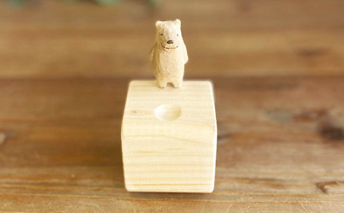 しろくまのアロマウッド 1点 木製 ディフューザー アロマオイル 香り 手彫り 糸島市 / しろくも工房【いとしまごころ】 [AEO015]