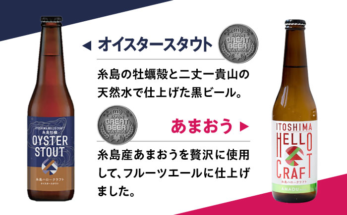 【全3回定期便】【 3種 飲み比べ 】糸島 クラフト ビール 瓶 詰め合わせ 6本 セット 糸島市 / HELLO BREWERY 地ビール ビール [AGM002]