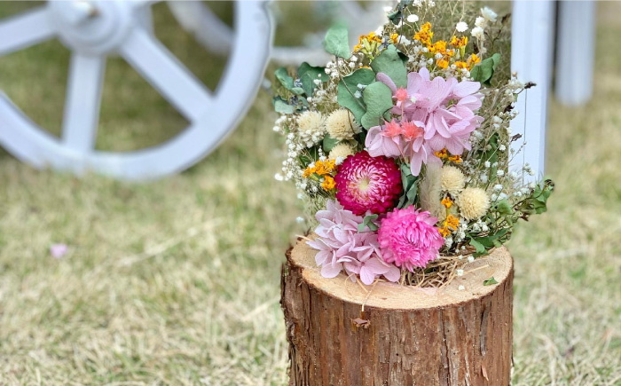 ≪森の花束 ≫デュオ（ドライフラワー入りポット×2セット）《糸島》【木工房 moqu c0mo】 [AHF006]