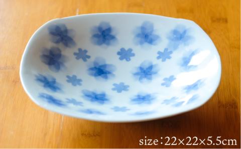 有田焼 和紙染め四方花紋皿 伊都桃山窯 福岡県糸島市 陶磁器 クラフト 伝統 工芸 [AKB012]