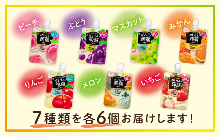 たらみ おいしい蒟蒻ゼリー (ピーチ / ぶどう / マスカット / みかん / りんご / 北海道メロン / いちご) 150g 7種×各6個 計42個セット 糸島市 / たらみ パウチ ゼリー [ALN011]