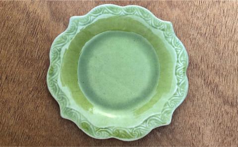 緑釉輪花皿2枚セット【Studio MUSICA】お皿/ディッシュ/ [ARG005]