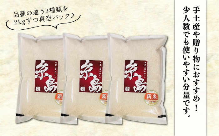 【年内発送】【長期保存可能】【令和7年産新米】 五ツ星お米マイスターが厳選 品種おまかせ 白米 6kg（2kg×3袋） 糸島市 / 納富米穀店 [ARL004]
