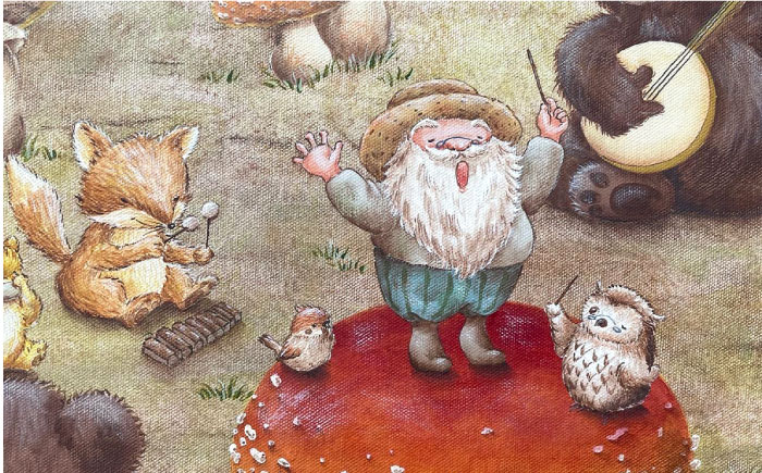 絵画「リトリト森は大騒ぎ」 糸島市 / 工房はーべすと アート インテリア [AYA062]