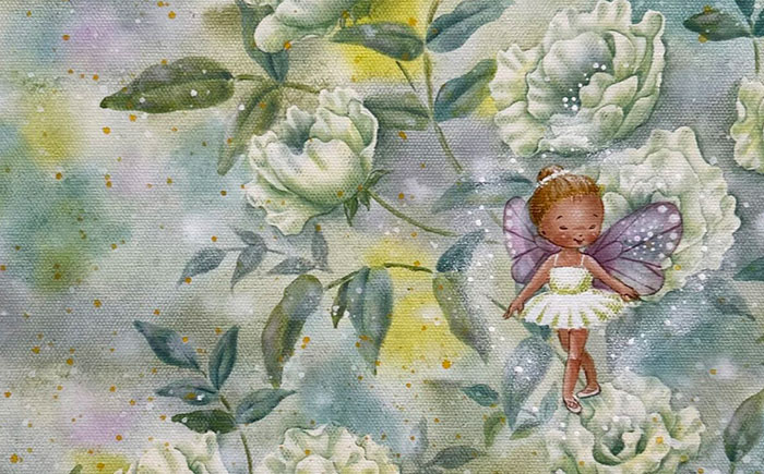 【一点物】絵画「白いバラの茂みにて」 糸島市 / 工房はーべすと [AYA083]