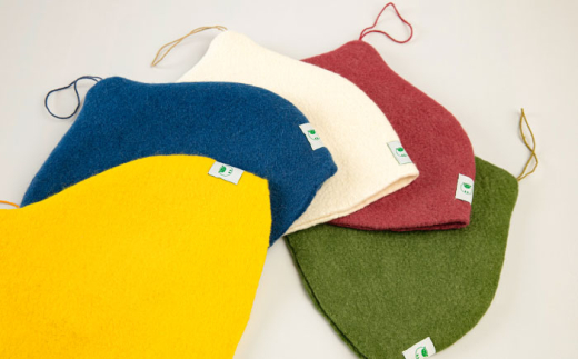 【イエロー】 ウール100％ サウナハット 糸島市 / POTA WOOL [AZO001-1] イエロー