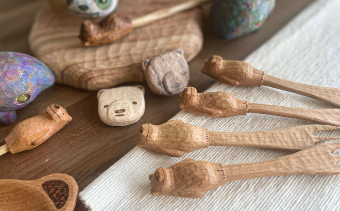 しろくまのデザートフォーク 1本 糸島市 / しろくも工房 【いとしまごころ】 木製 フォーク カトラリー [AEO006]