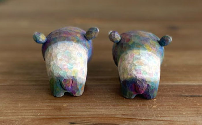 マレーバク 木彫りの置物 1点 オブジェ 動物 糸島市 / しろくも工房【いとしまごころ】 [AEO010]