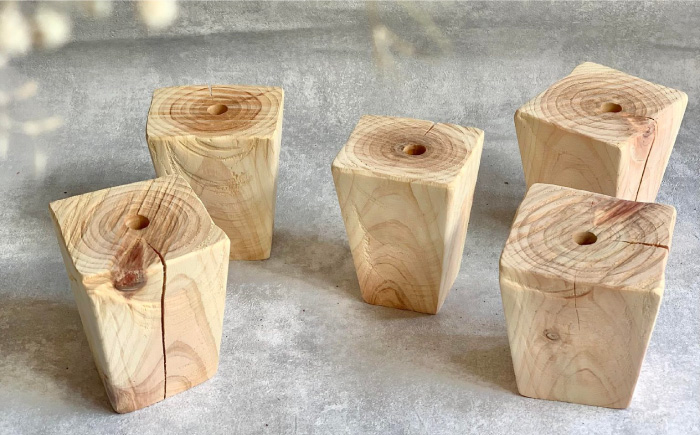 《 森の一輪挿し 》 クインテット （ ドライフラワー 入り 5個 セット ） 《糸島》 【木工房 moqu c0mo】 [AHF004]