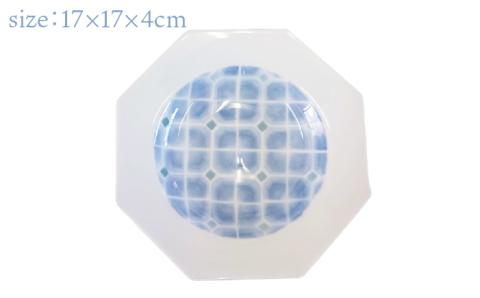 有田焼 和紙染 幾何学紋（八角皿）2枚セット 伊都桃山窯 福岡県糸島市 陶磁器 クラフト 伝統 工芸 [AKB004]