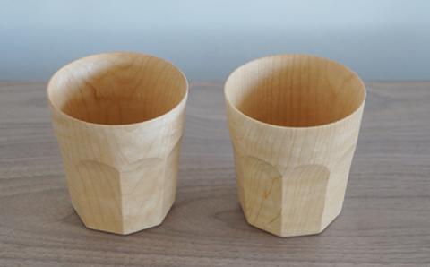 木製タンブラー≪ナチュラル≫ペアセット≪糸島≫【DOUBLE=DOUBLE FURNITURE（ダブルダブルファニチャー）】クラフト/木工家具/テーブルウェア/コップ/イタヤカエデ [APE001]
