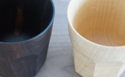 木製タンブラー≪色違い≫ペアセット≪糸島≫【DOUBLE=DOUBLE FURNITURE（ダブルダブルファニチャー）】クラフト/木工家具/テーブルウェア/コップ/イタヤカエデ [APE003]