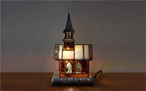 ステンドグラスランプSL-17 チャーチ【アトリエエトルリア】 [ARF016]