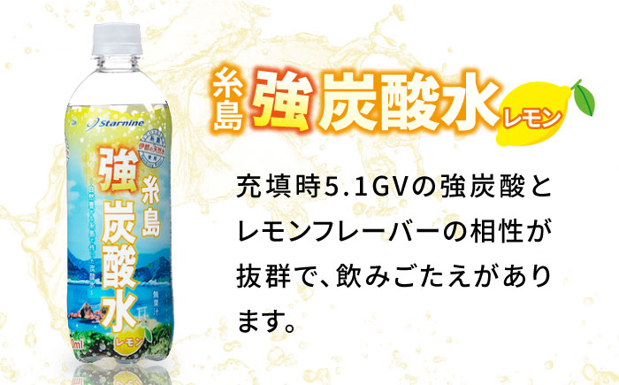 全3回定期便】強炭酸水 レモン 500ml × 24本 糸島市 / スターナイン