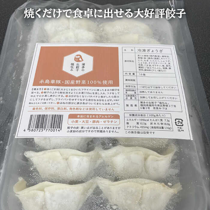 【全3回定期便】博多の生餃子 福包み（16個×4パック）≪糸島市≫【福包み】餃子/生餃子/華豚 [AUI003]