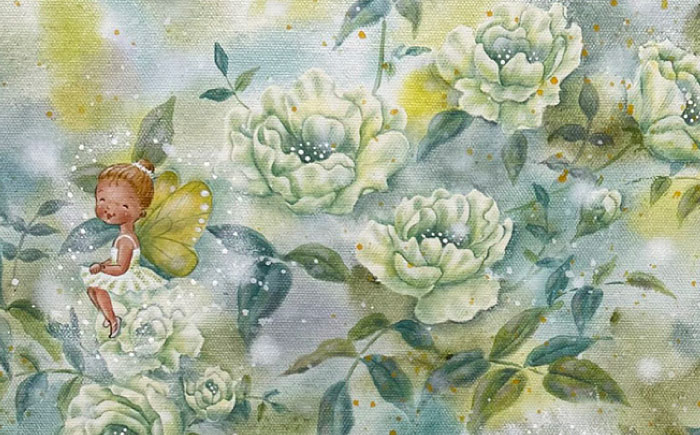 【一点物】絵画「白いバラの茂みにて」 糸島市 / 工房はーべすと [AYA083]