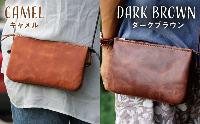 【経年変化を楽しむ】本革 3ポケット サコッシュ 革小物 革バッグ 糸島市 / BLESS [AAA034]