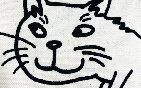 キャンパス地トートバッグ「自転車猫」 エコバッグ 猫 三毛猫 ぶち猫 かわいい 糸島【のび工房】 【いとしまごころ】[ADZ012]