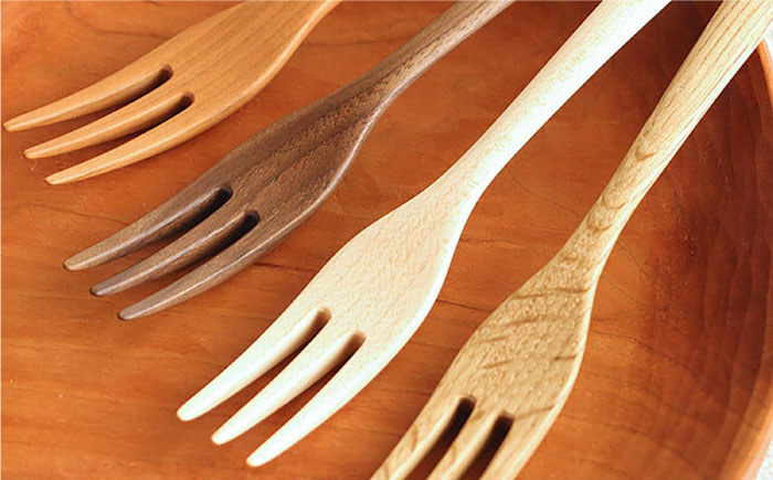 【素材選べる】フォーク 4本 セット （ メープル / オーク / チェリー /ウォールナット ） 糸島市 / ことのは木工舎（阿部祥次郎）【いとしまごころ】 [AMZ012]