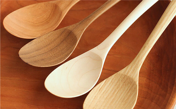【素材選べる】スプーン 4本 セット （ メープル / オーク / チェリー / ウォールナット ） 糸島市 / ことのは木工舎（阿部祥次郎）【いとしまごころ】 [AMZ014]