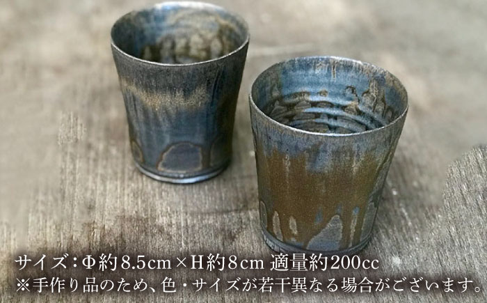 黒金彩 焼酎カップ2個セット[唐津焼]_雅樂窯 [ASE005]