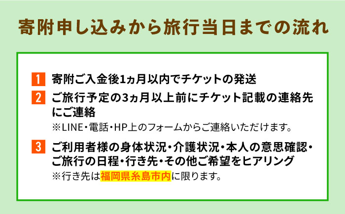 【介護旅行チケット】車椅子OK！糸島を巡る日帰り介護付き旅行(8時間プラン) 糸島市 / 介護旅行専門店ヤシの木 / 旅行 チケット [AVP002]