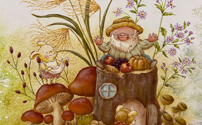 【一点物】絵画「リトリト森の春夏秋冬」 糸島市 / 工房はーべすと [AYA082]