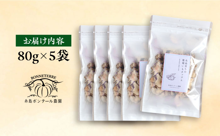 糸島 育ちの 紫 菊いも チップス 80g×5袋 糸島市 / 糸島ボンテール農園 菊芋 スーパーフード [ACO009]